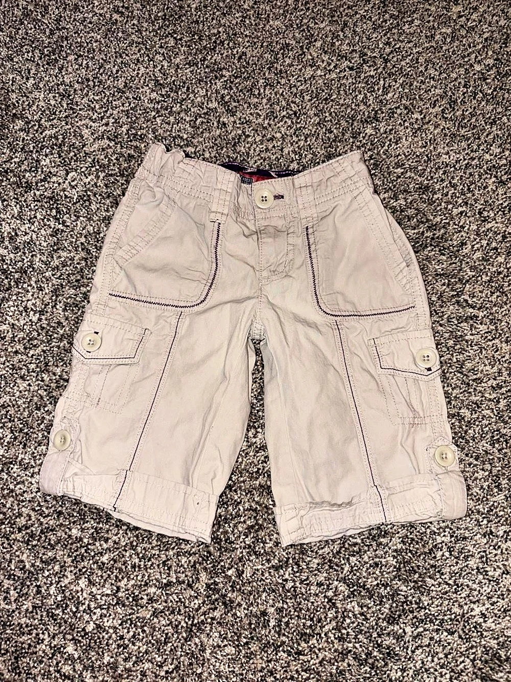 Y2K cargo capri pants with purple accents
